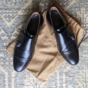 Black Double-Monk GYW Dress Shoes, Size 10.5 US